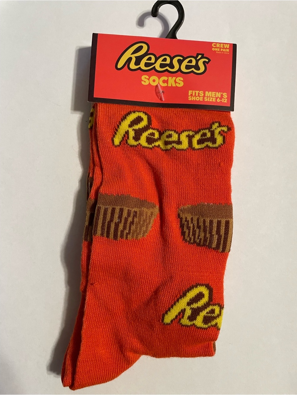 Men's Orange Crew Socks - Branded Chocolate Cup Design Reese’s